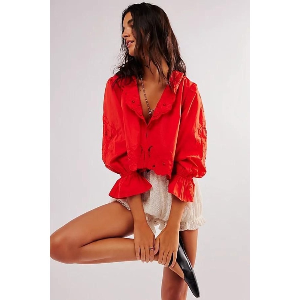 Maisie Cutwork Top Par Free People En Figue D'été, Pour Femme